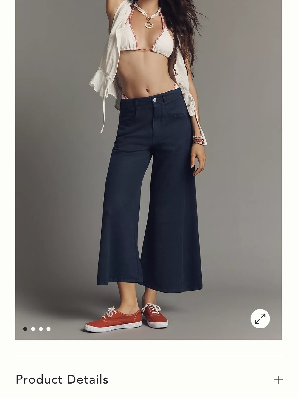 Pilcro Adi Navy Wide Leg Cropped Jeans